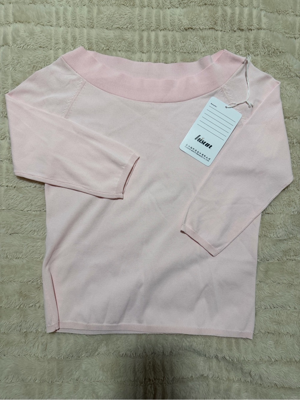 Light Pink Off-Shoulder Knit Top